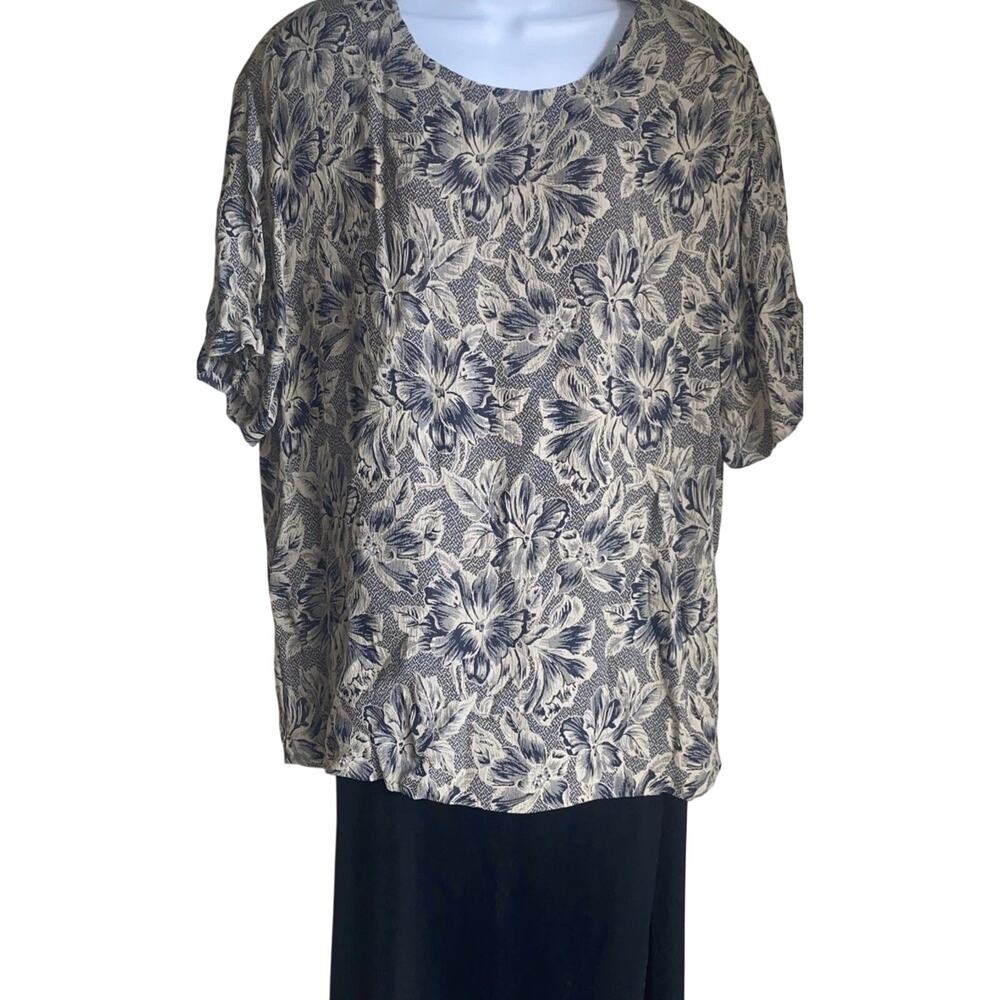 VTG Elegant Romantic Women Plus Size 14 Boho Floral Career Prairie Flowy Blouse